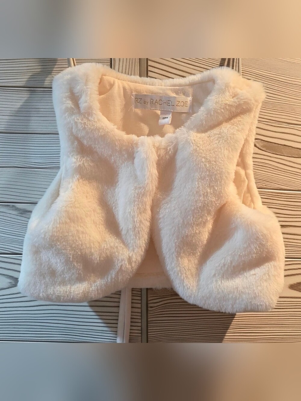 749. RZ by Rachel Zoe Baby Girl Cream Faux Fur Vest 18M